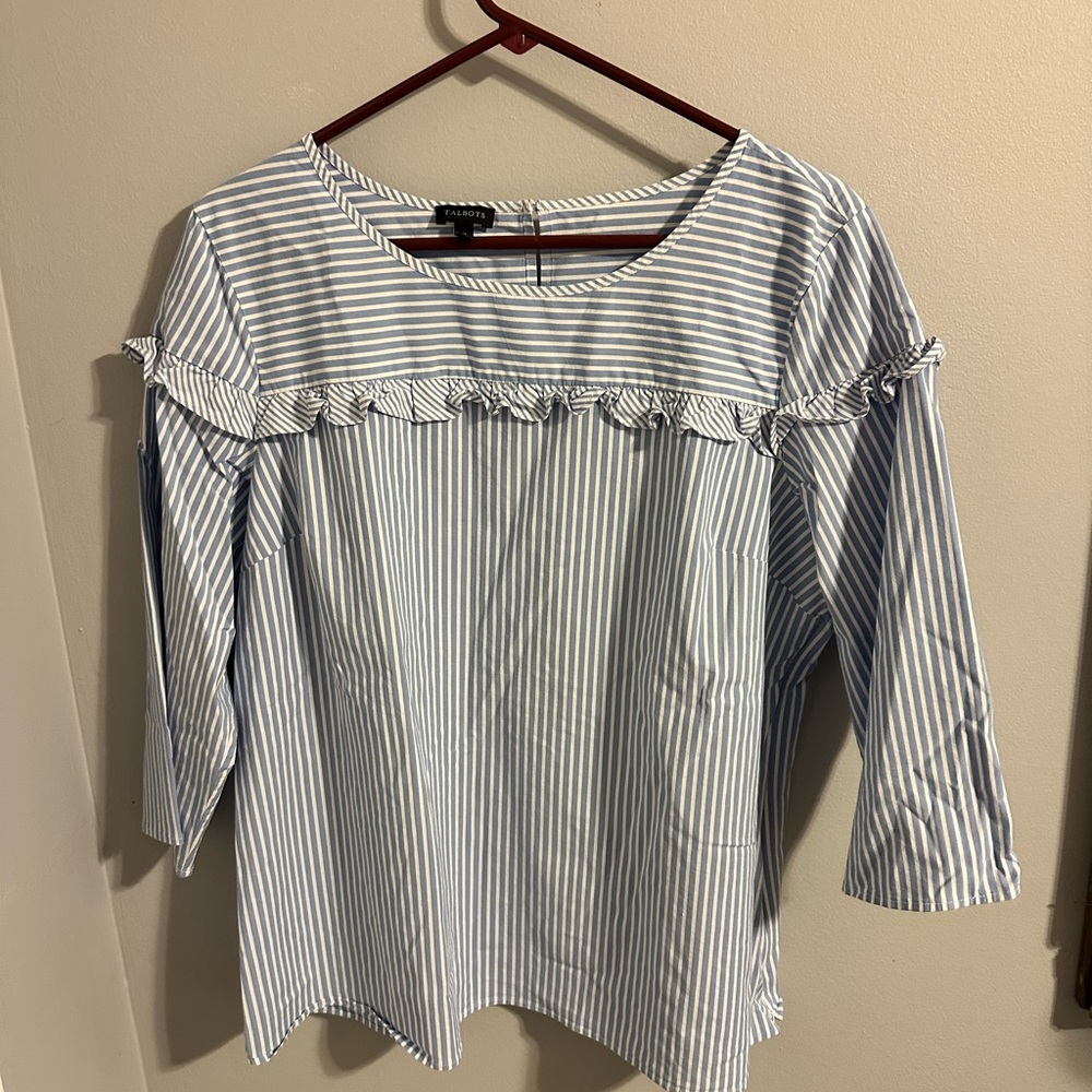 Talbots Blue and White Striped Blouse